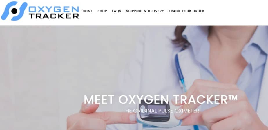Home page of Oxygen tracker an example of a one product store
