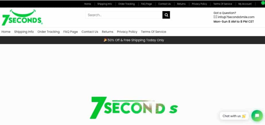Home page of general dropshipping store 7 Second smile