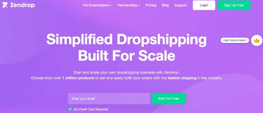 Zendrop homepage