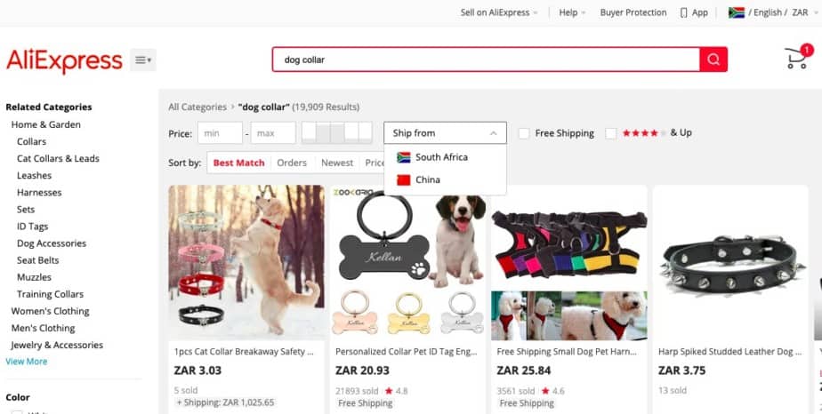 AliExpress dropshipping to South Africa