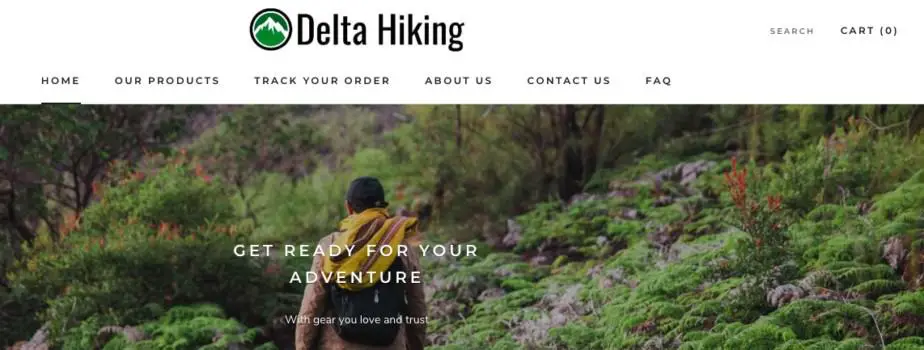 Delta Hiking niche Shopify store example