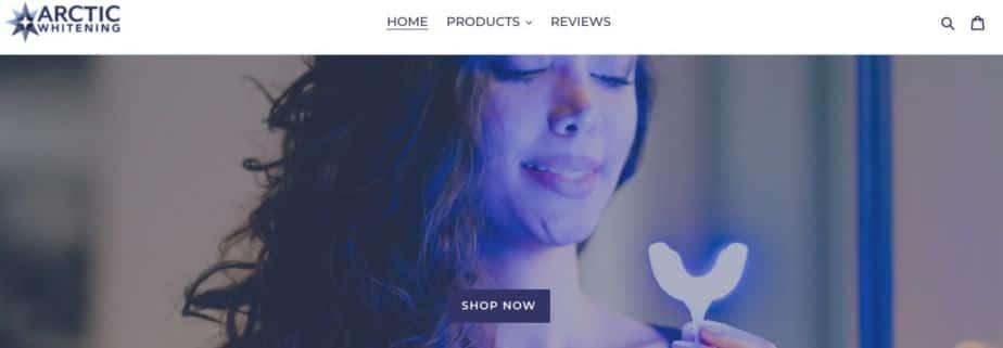 Home page of Arctic Whitening an example of a one product store