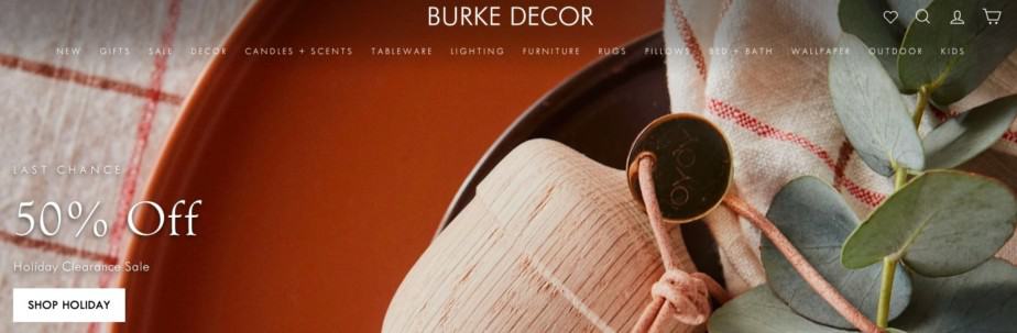 Home page of general dropshipping store Burke Decor