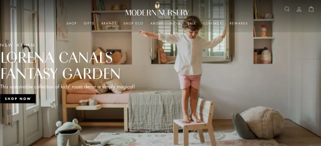 Modern Nursery is an example of a Shopify store using the impulse theme.