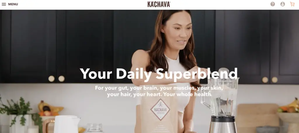 Home page of Kachava an example of a one product store