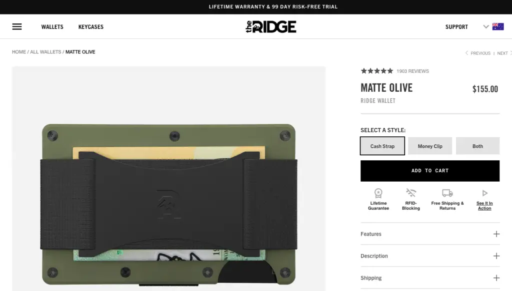The Ridge product oage example