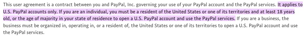 Age requirements to use PayPal in the USA