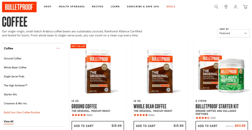 Bulletproof coffee website