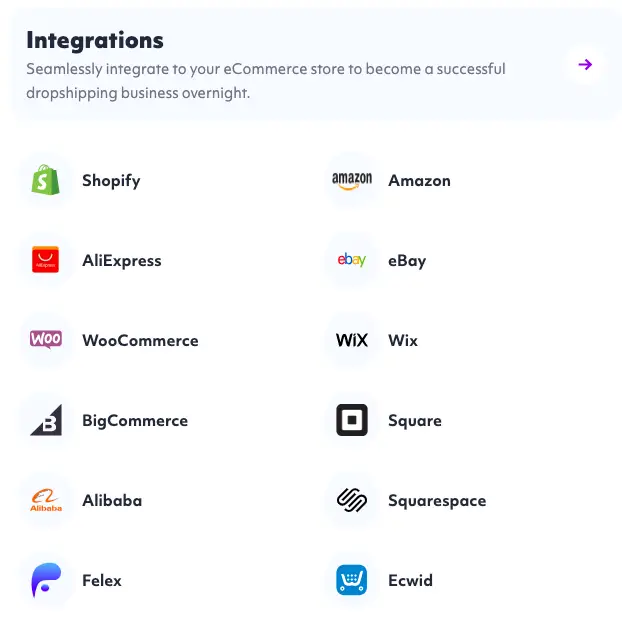 List of platforms that integrate with the Spocket app