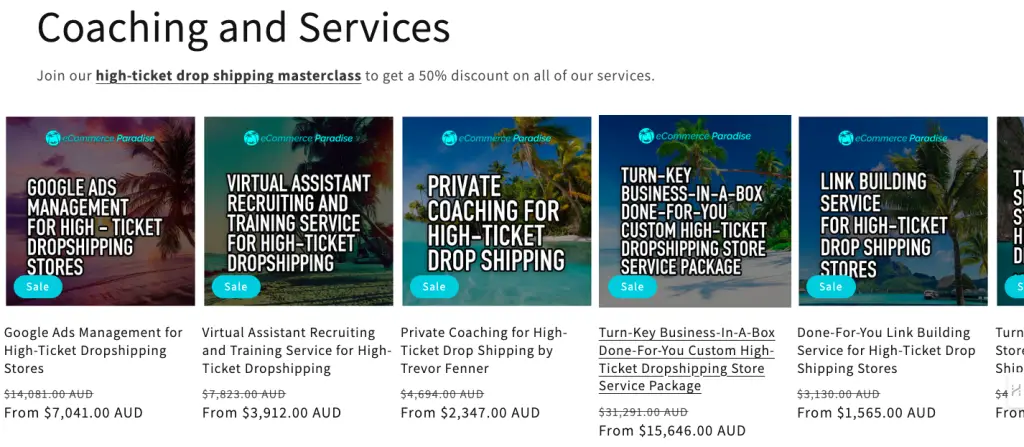 eCommerce Paradise coaching and services